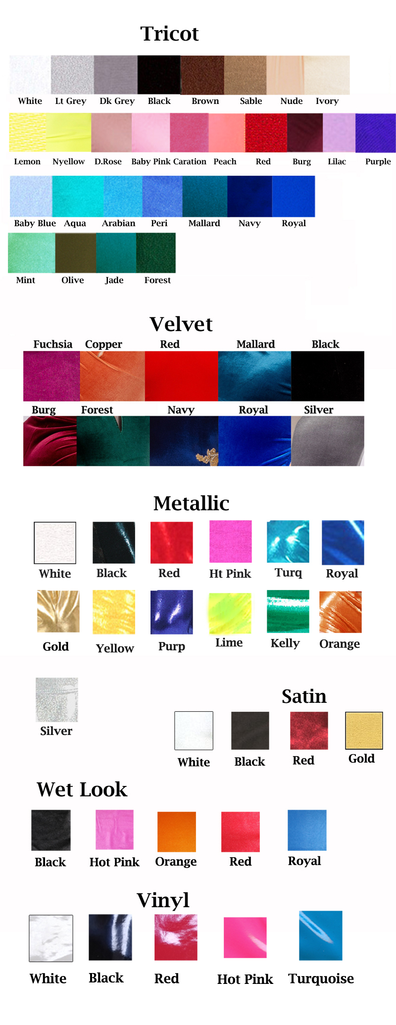 Dancewear Fabric And Color Option